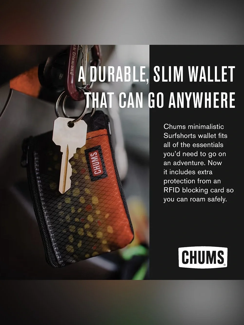 Chums Surfshorts Wallet - Solid Colors Collection, Lightweight Slim Wallet